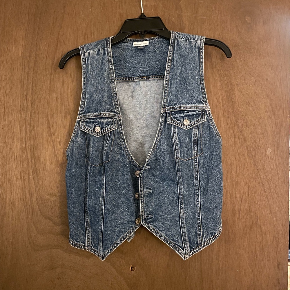 American Eagle Outfitters Blue Denim Vest